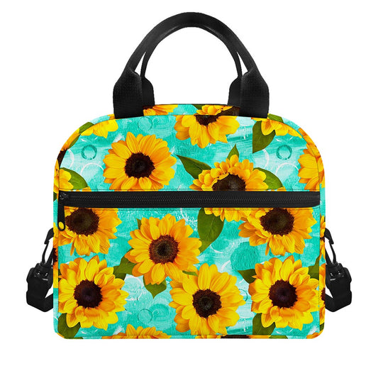 Bright Sunflower Pattern Print Insulated Lunch Bag