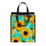Bright Sunflower Pattern Print Insulated Lunch Tote