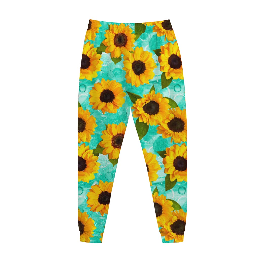 Bright Sunflower Pattern Print Jogger Pants