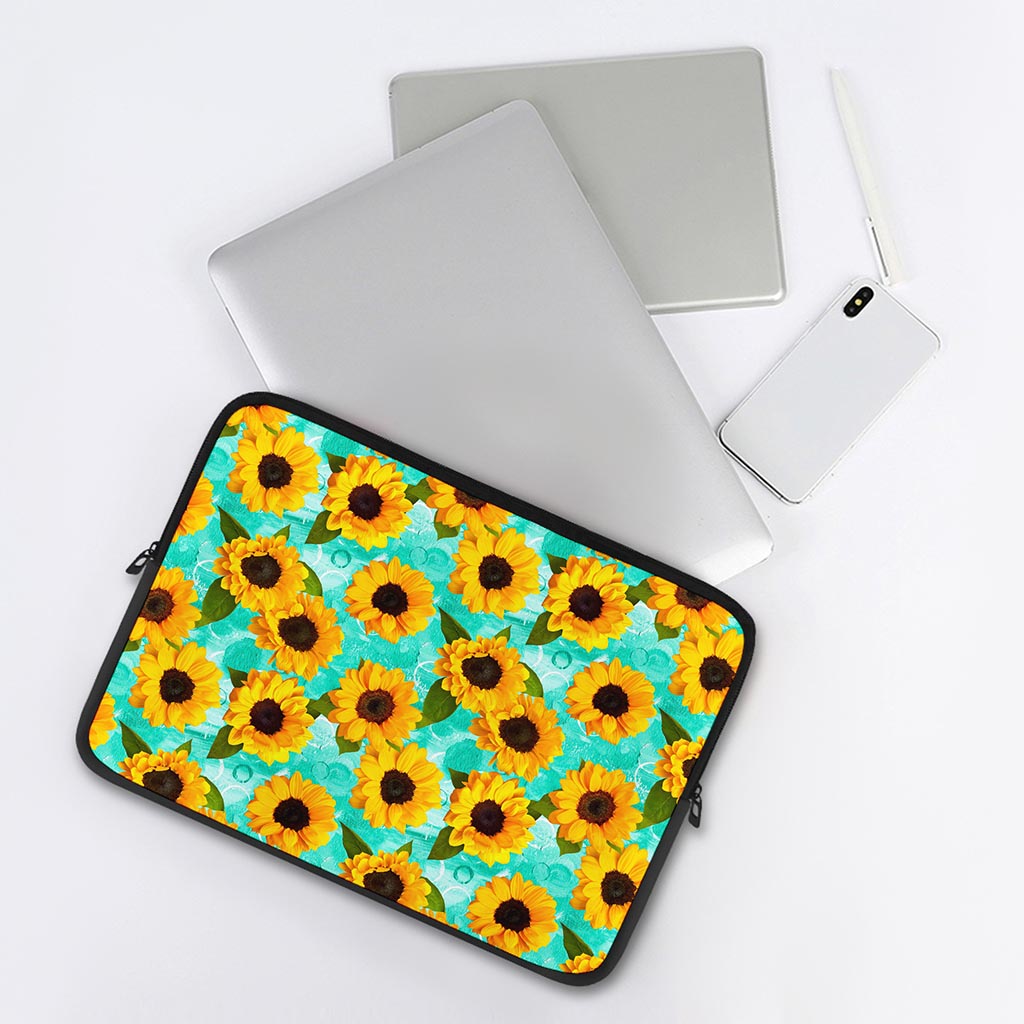 Bright Sunflower Pattern Print Laptop Sleeve