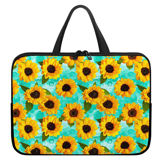 Bright Sunflower Pattern Print Laptop Sleeve With Handle