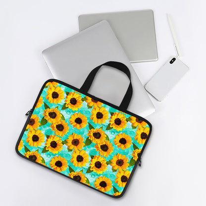 Bright Sunflower Pattern Print Laptop Sleeve With Handle