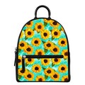Bright Sunflower Pattern Print Leather Backpack