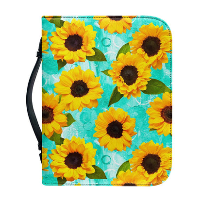 Bright Sunflower Pattern Print Leather Bible Cover