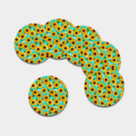 Bright Sunflower Pattern Print Leather Coaster Set