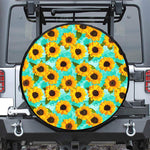Bright Sunflower Pattern Print Leather Spare Tire Cover