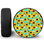 Bright Sunflower Pattern Print Leather Spare Tire Cover