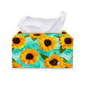 Bright Sunflower Pattern Print Leather Tissue Box Cover