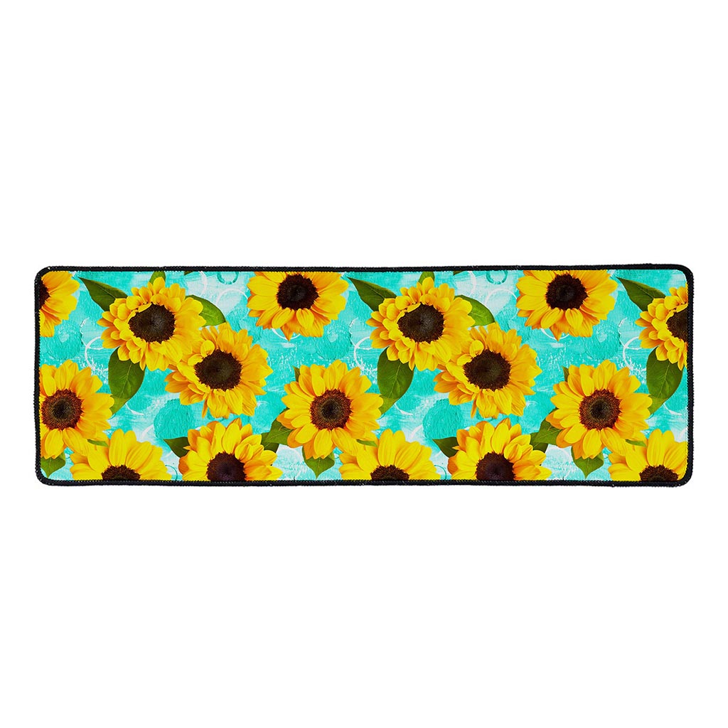 Bright Sunflower Pattern Print Long Kitchen Mat