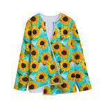 Bright Sunflower Pattern Print Long Sleeve Short Coat