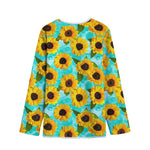 Bright Sunflower Pattern Print Long Sleeve Short Coat