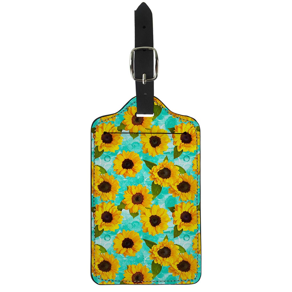 Bright Sunflower Pattern Print Luggage Tag