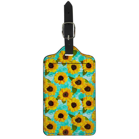 Bright Sunflower Pattern Print Luggage Tag