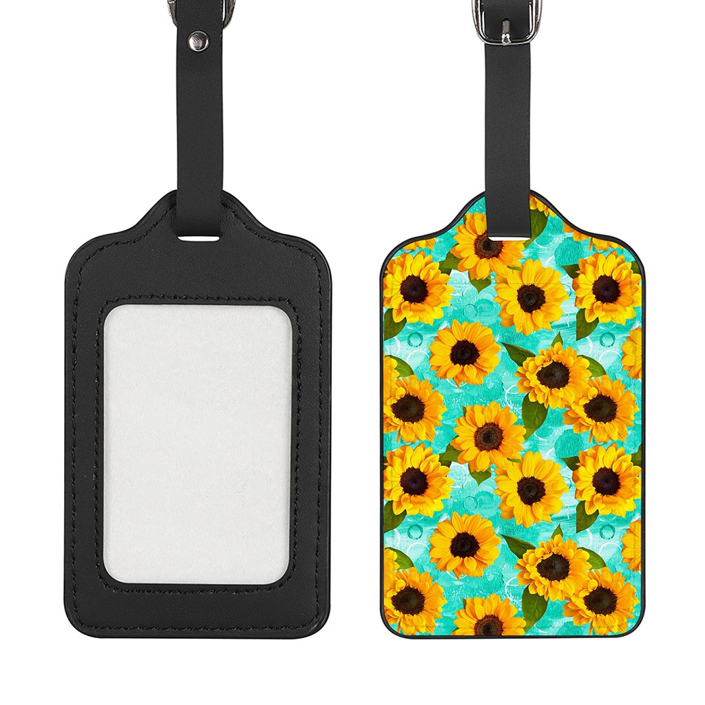 Bright Sunflower Pattern Print Luggage Tag