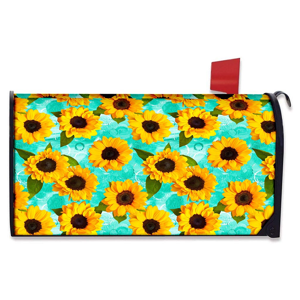 Bright Sunflower Pattern Print Mailbox Cover