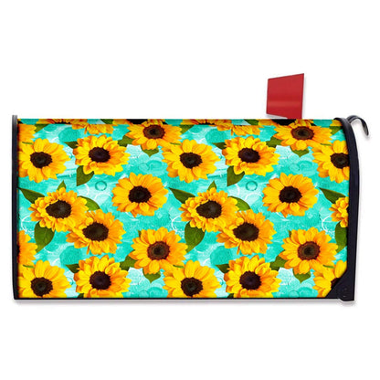 Bright Sunflower Pattern Print Mailbox Cover