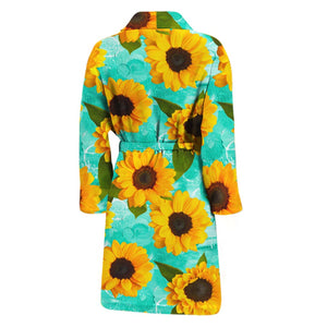 Bright Sunflower Pattern Print Men's Bathrobe