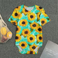 Bright Sunflower Pattern Print Men's Bodysuit