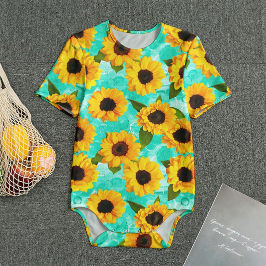 Bright Sunflower Pattern Print Men's Bodysuit