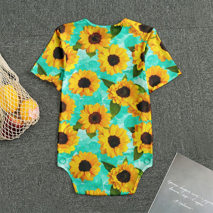 Bright Sunflower Pattern Print Men's Bodysuit