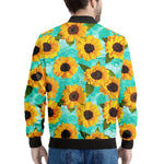 Bright Sunflower Pattern Print Men's Bomber Jacket