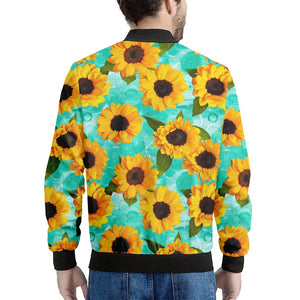 Bright Sunflower Pattern Print Men's Bomber Jacket