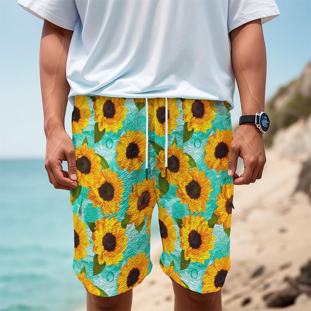 Bright Sunflower Pattern Print Men's Cargo Shorts