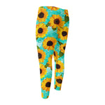 Bright Sunflower Pattern Print Men's Compression Pants