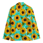 Bright Sunflower Pattern Print Men's Cotton Blazer