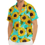 Bright Sunflower Pattern Print Men's Deep V-Neck Shirt