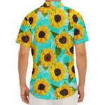 Bright Sunflower Pattern Print Men's Deep V-Neck Shirt