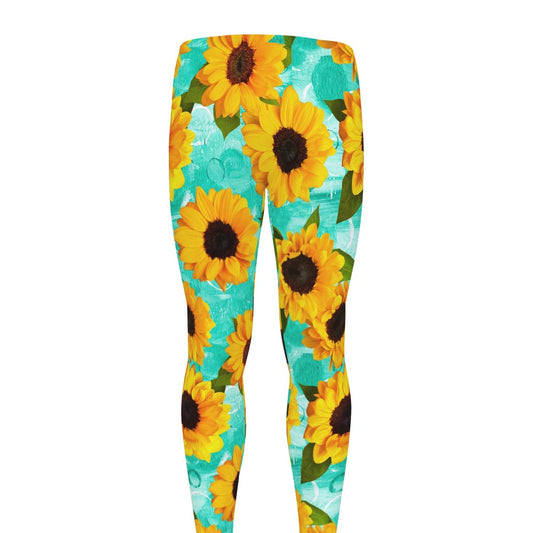 Bright Sunflower Pattern Print Men's leggings