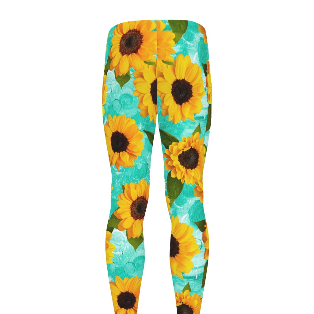 Bright Sunflower Pattern Print Men's leggings