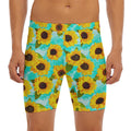 Bright Sunflower Pattern Print Men's Long Boxer Briefs