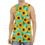 Bright Sunflower Pattern Print Men's Muscle Tank Top