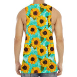 Bright Sunflower Pattern Print Men's Muscle Tank Top