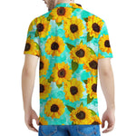 Bright Sunflower Pattern Print Men's Polo Shirt