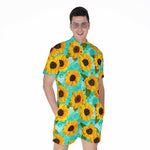 Bright Sunflower Pattern Print Men's Rompers