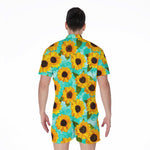 Bright Sunflower Pattern Print Men's Rompers