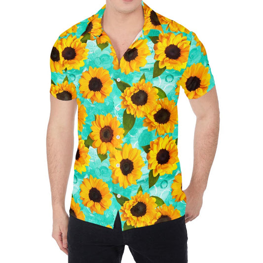 Bright Sunflower Pattern Print Men's Shirt