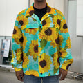 Bright Sunflower Pattern Print Men's Shirt Jacket