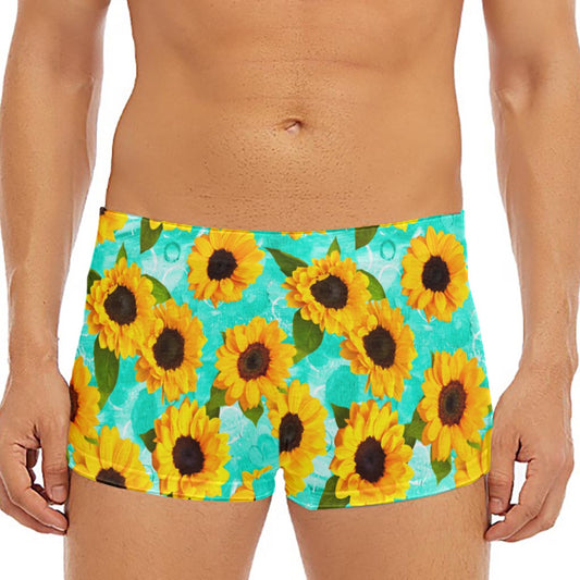 Bright Sunflower Pattern Print Men's Short Boxer Briefs