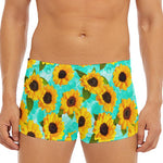 Bright Sunflower Pattern Print Men's Short Boxer Briefs