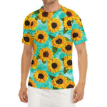 Bright Sunflower Pattern Print Men's Short Sleeve Rash Guard