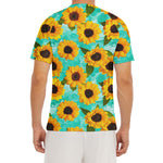 Bright Sunflower Pattern Print Men's Short Sleeve Rash Guard