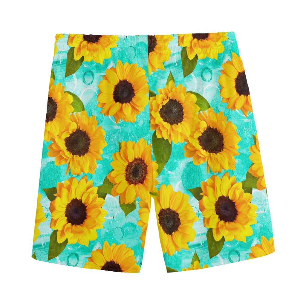 Bright Sunflower Pattern Print Men's Sports Shorts