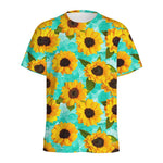 Bright Sunflower Pattern Print Men's Sports T-Shirt