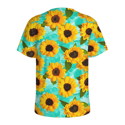 Bright Sunflower Pattern Print Men's Sports T-Shirt