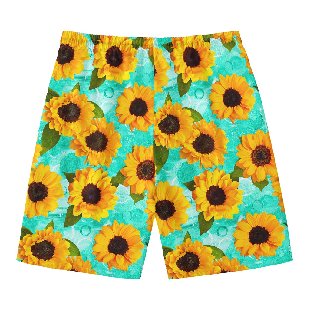 Bright Sunflower Pattern Print Men's Swim Trunks