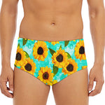 Bright Sunflower Pattern Print Men's Triangle Swim Briefs
